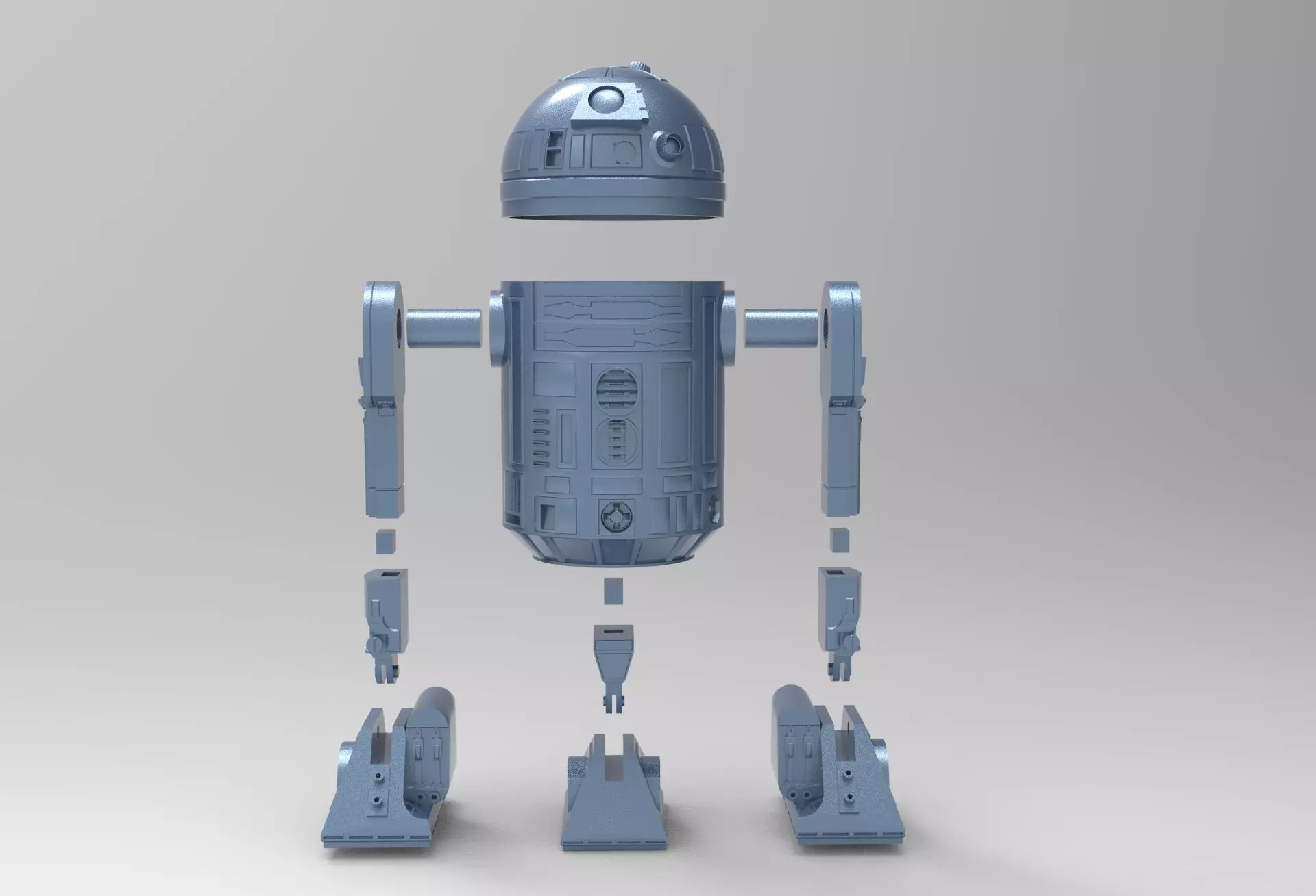 R2D2 With Movement 3D print model_0