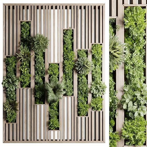 Wooden frame Vertical plant and moss garden wall decor box 67 Low-poly 3D model