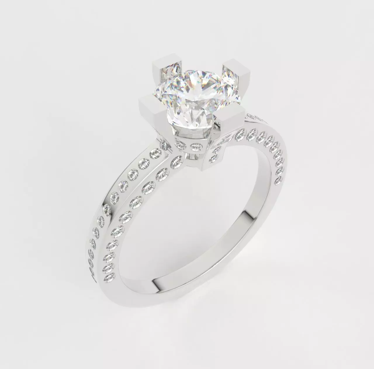 1 carat diamond with an intricate diamond setting 3D print model