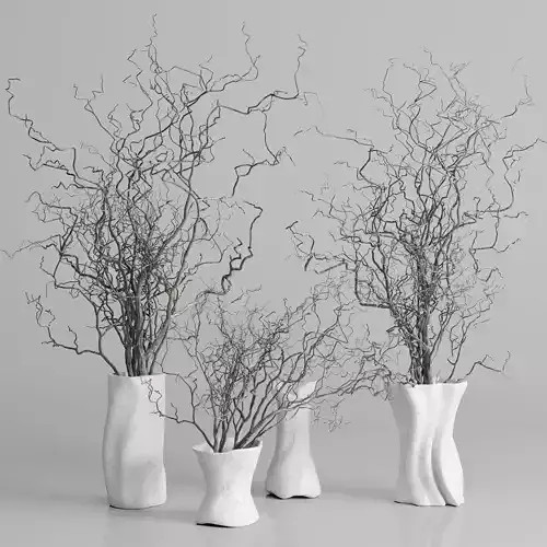 decorative branch with concrete dirty vase