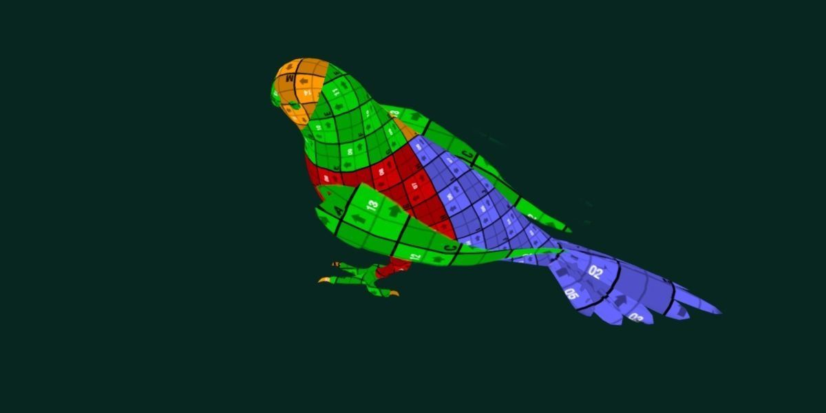 Budgerigar Budgie Bird Low-poly 3D model_9