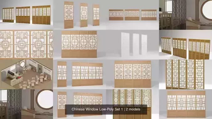 Chinese Window Low-Poly Set 1