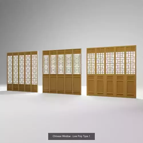 Chinese Window Low-Poly Set 1 3D Model Collection