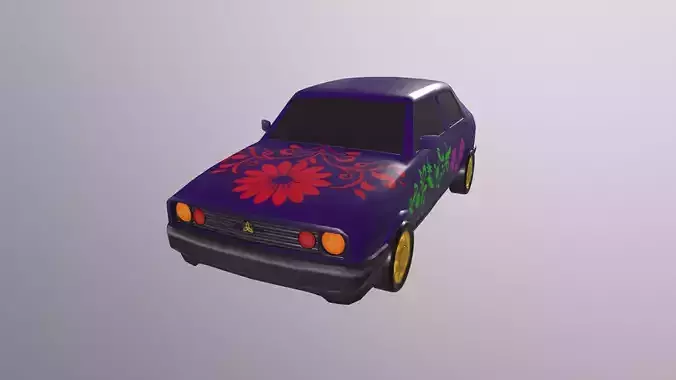 Gameready stylized car Handpainted Lowpoly Low-poly 3D model