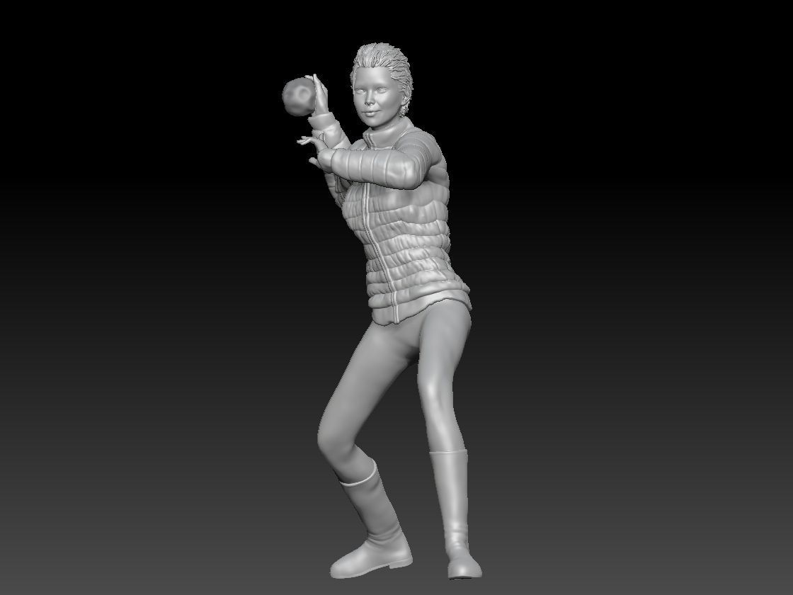 THROW SNOW BALL GIRL 1 3D print model_2