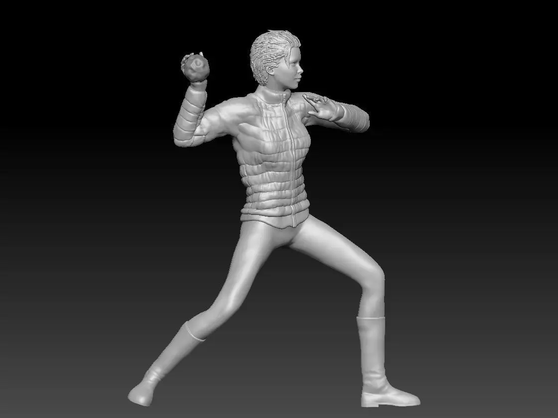 THROW SNOW BALL GIRL 1 3D print model_0