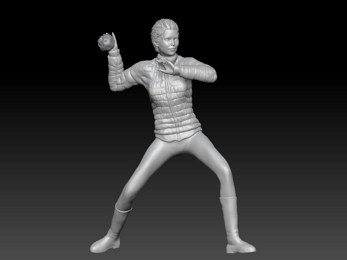 THROW SNOW BALL GIRL 1 3D print model_1