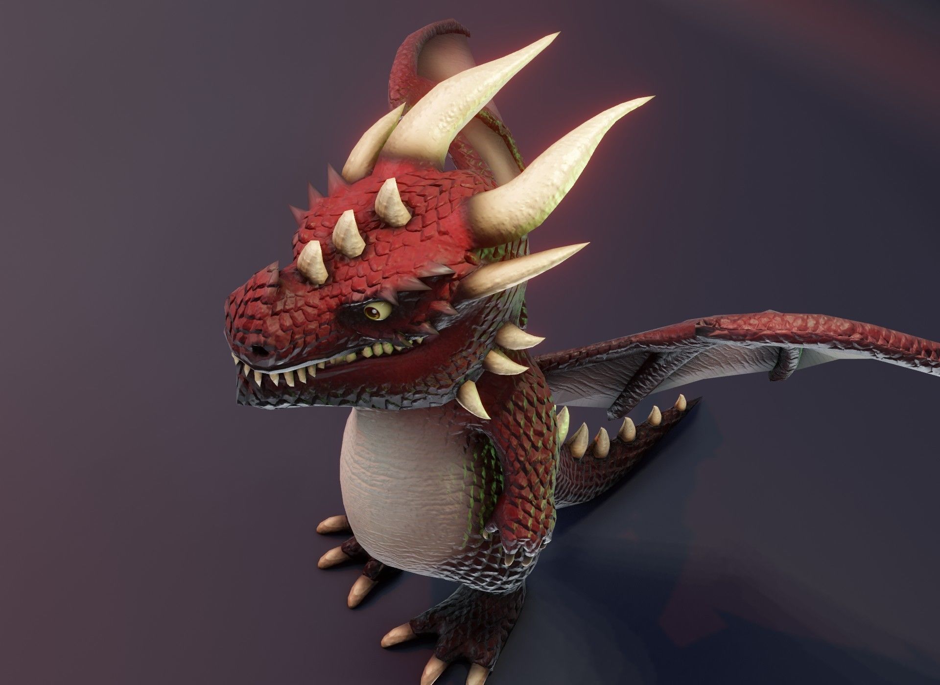 Cartoon Red Dragon Rigged 3D Model Low-poly 3D model_19