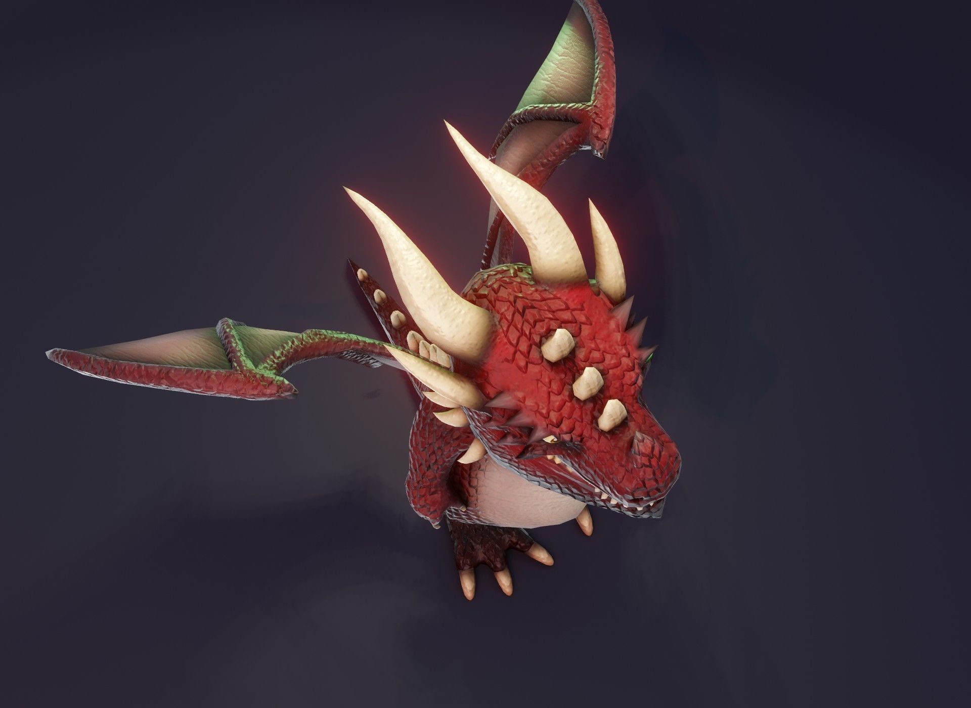 Cartoon Red Dragon Rigged 3D Model Low-poly 3D model_15
