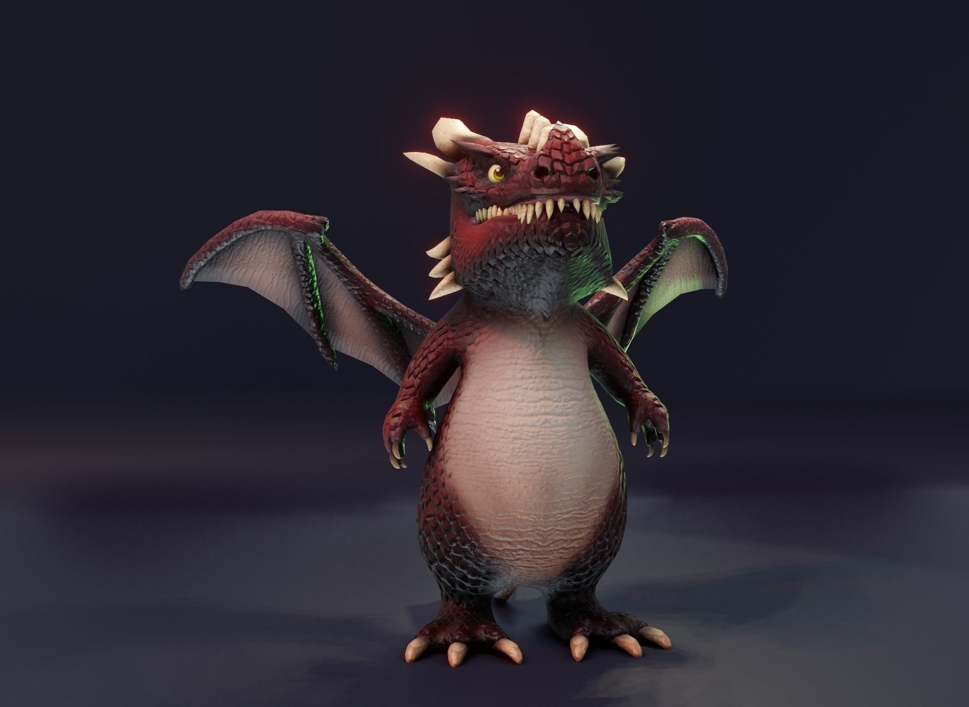 Cartoon Red Dragon Rigged 3D Model Low-poly 3D model_13