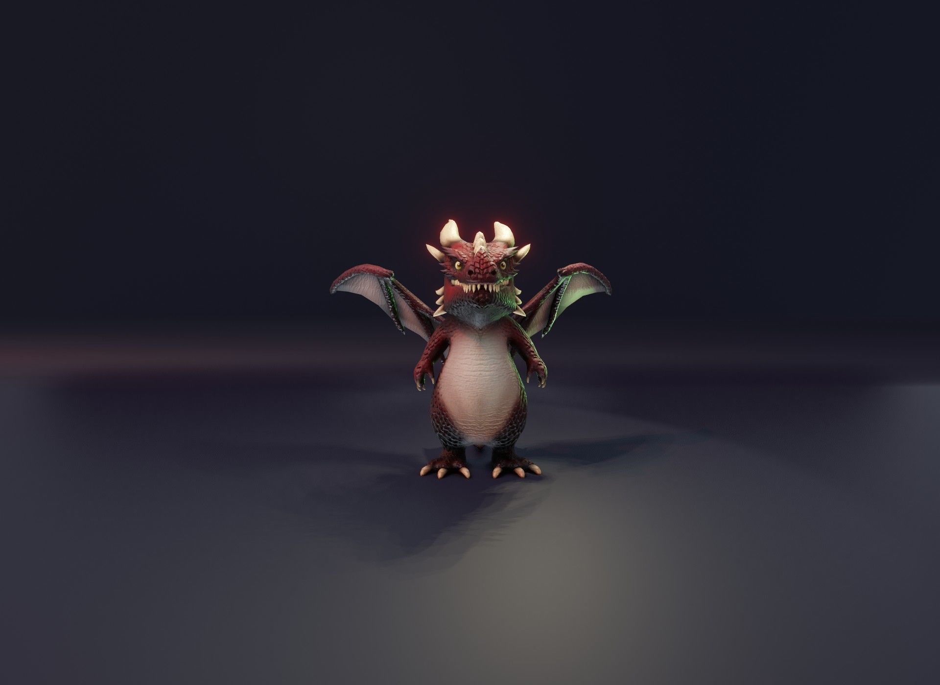 Cartoon Red Dragon Rigged 3D Model Low-poly 3D model_4