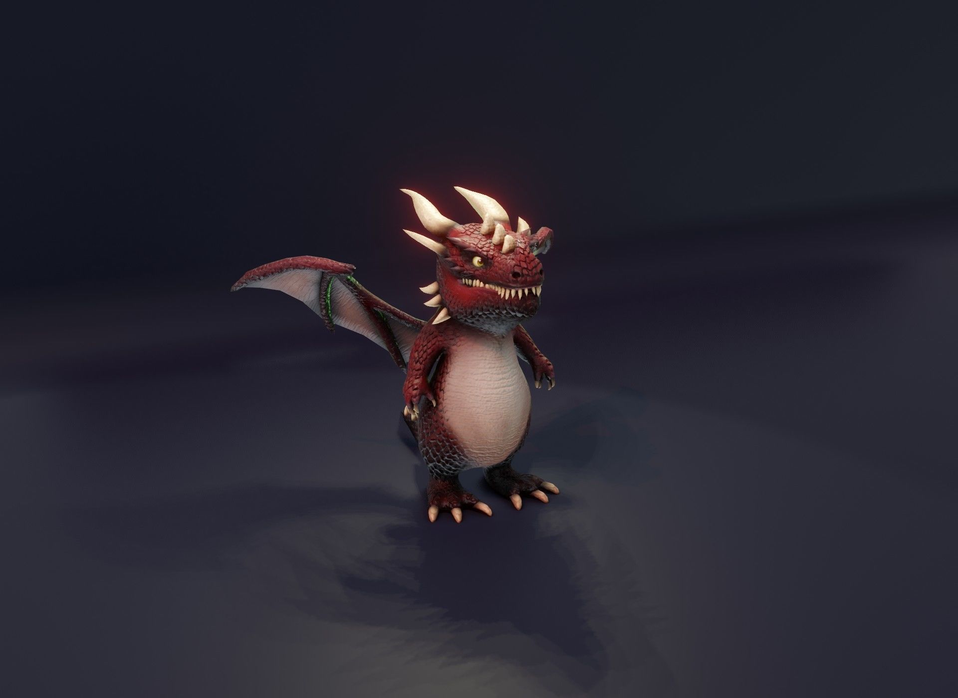 Cartoon Red Dragon Rigged 3D Model Low-poly 3D model_8