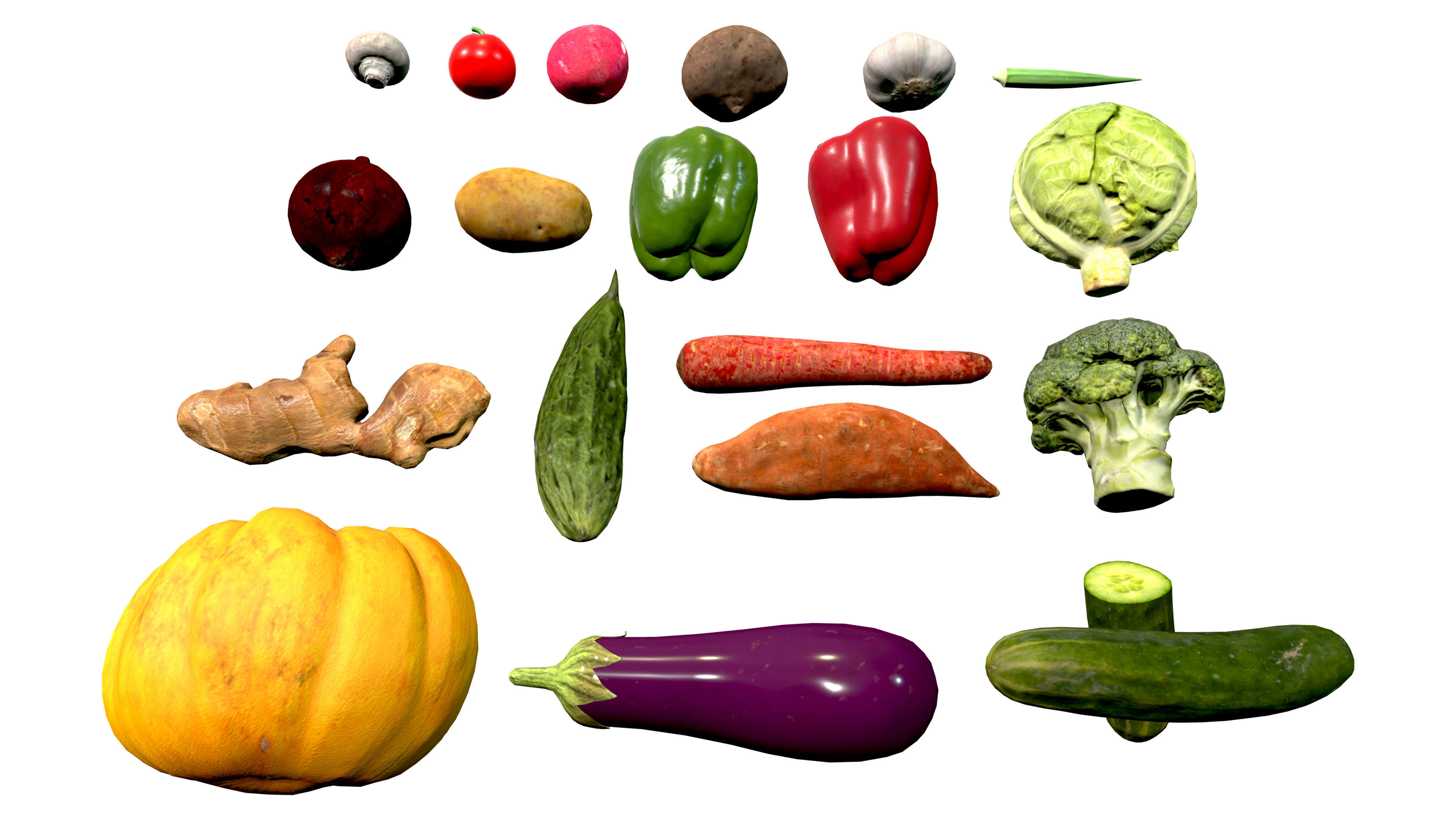HQ Vegetables Collection Low-poly 3D model_5