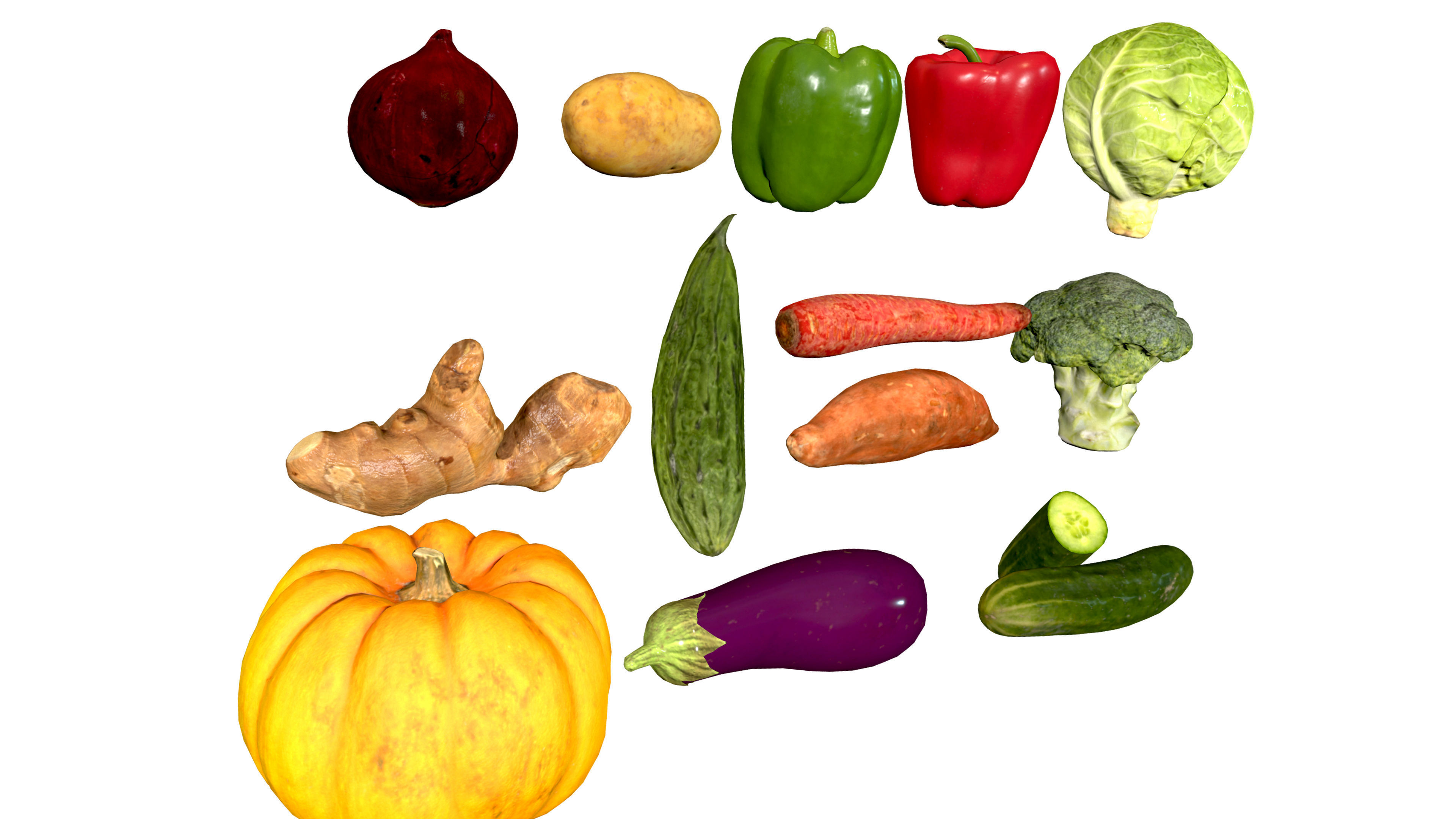 HQ Vegetables Collection Low-poly 3D model_6