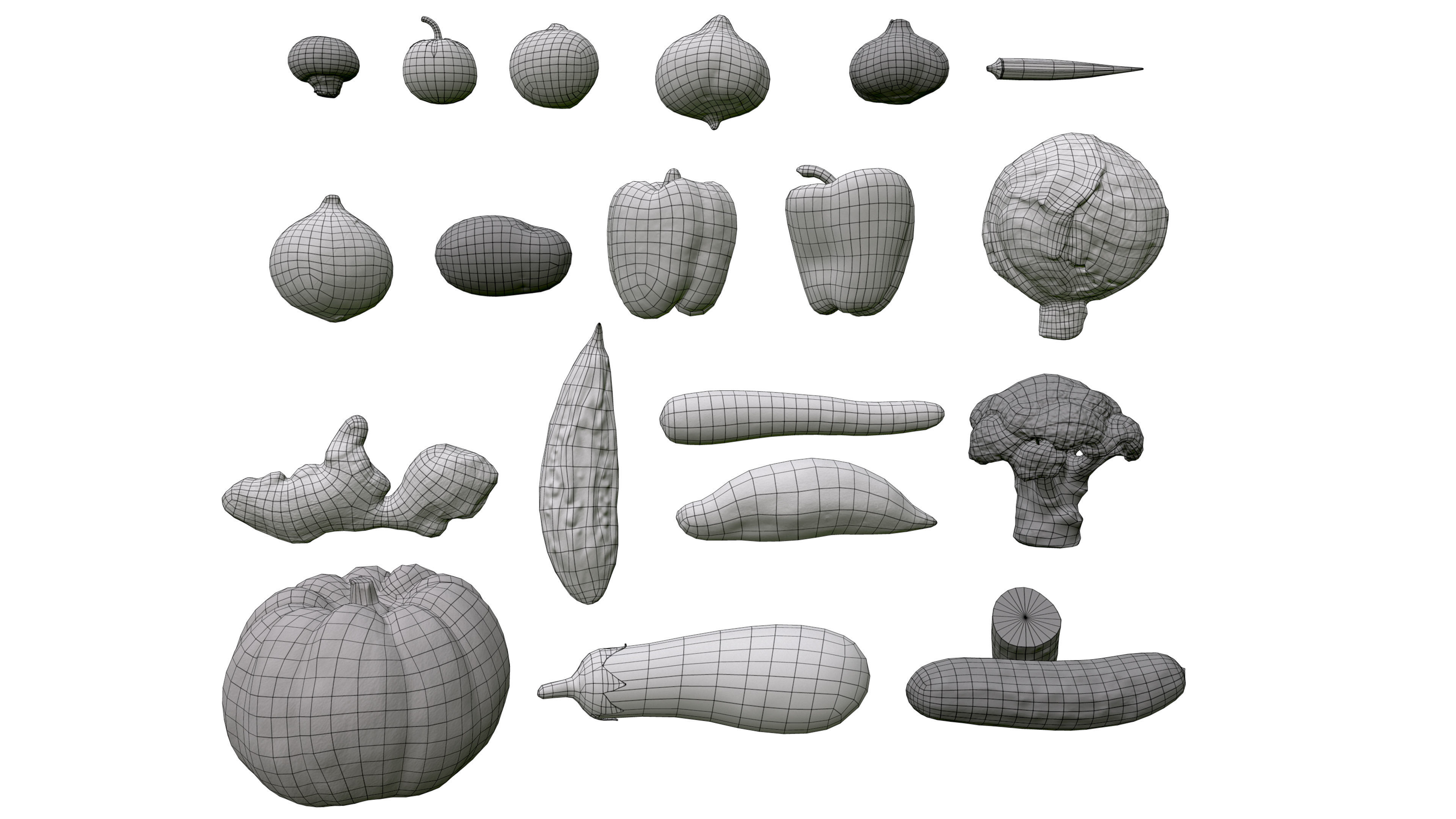 HQ Vegetables Collection Low-poly 3D model_3