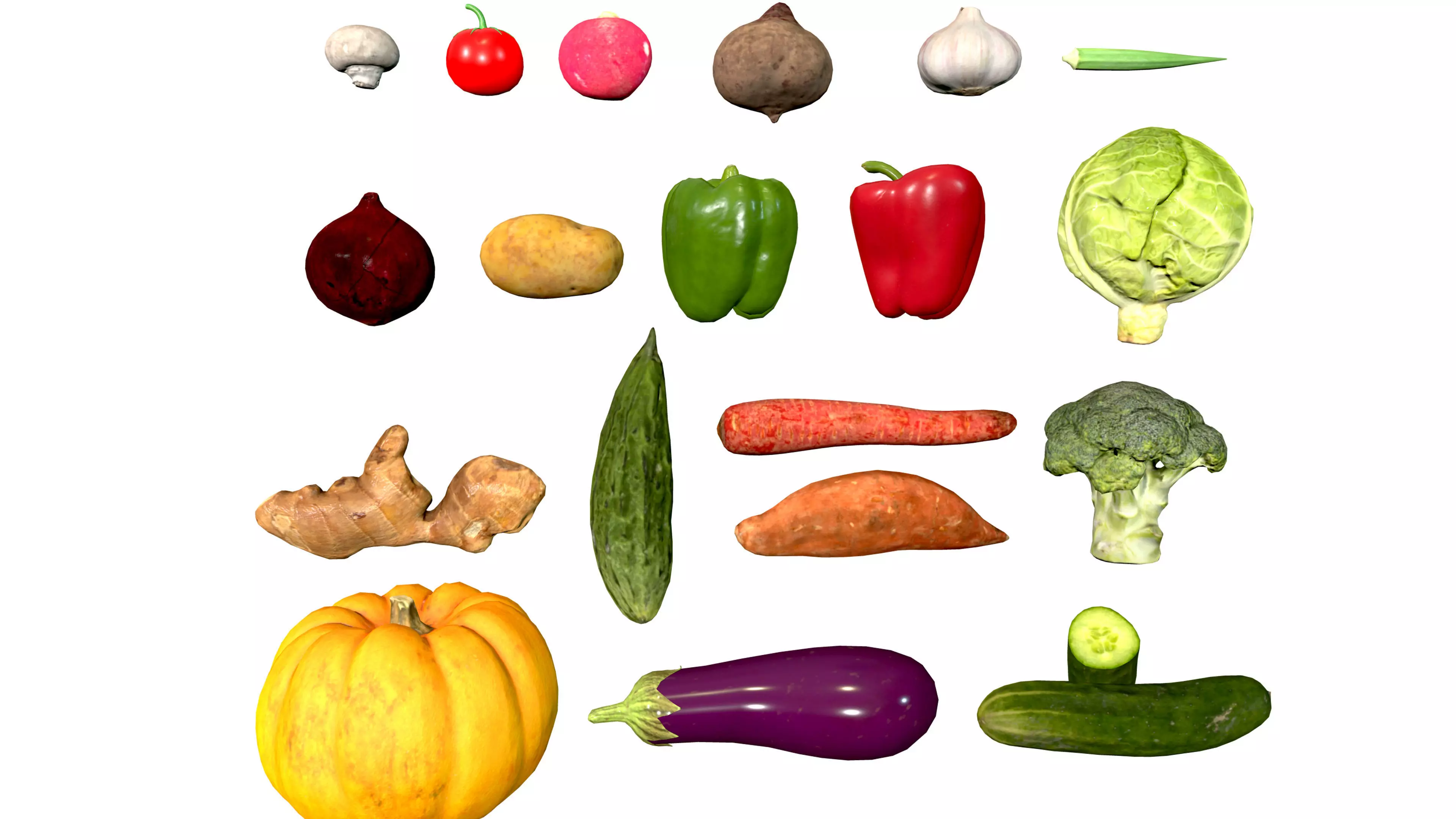 HQ Vegetables Collection Low-poly 3D model_0