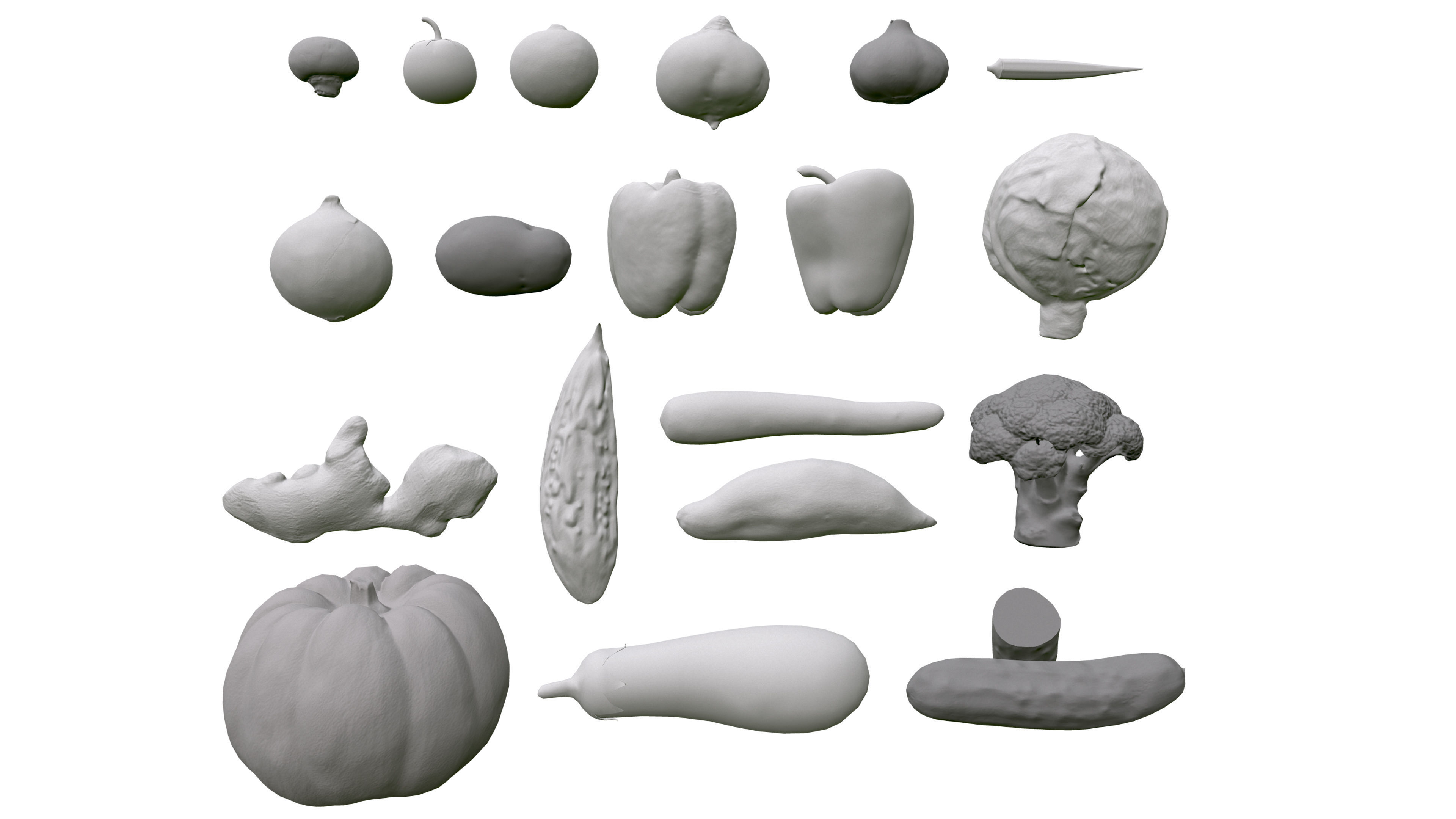 HQ Vegetables Collection Low-poly 3D model_4