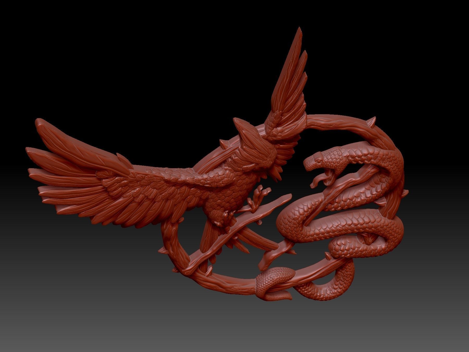 Birt  And Snake 3D print model_4