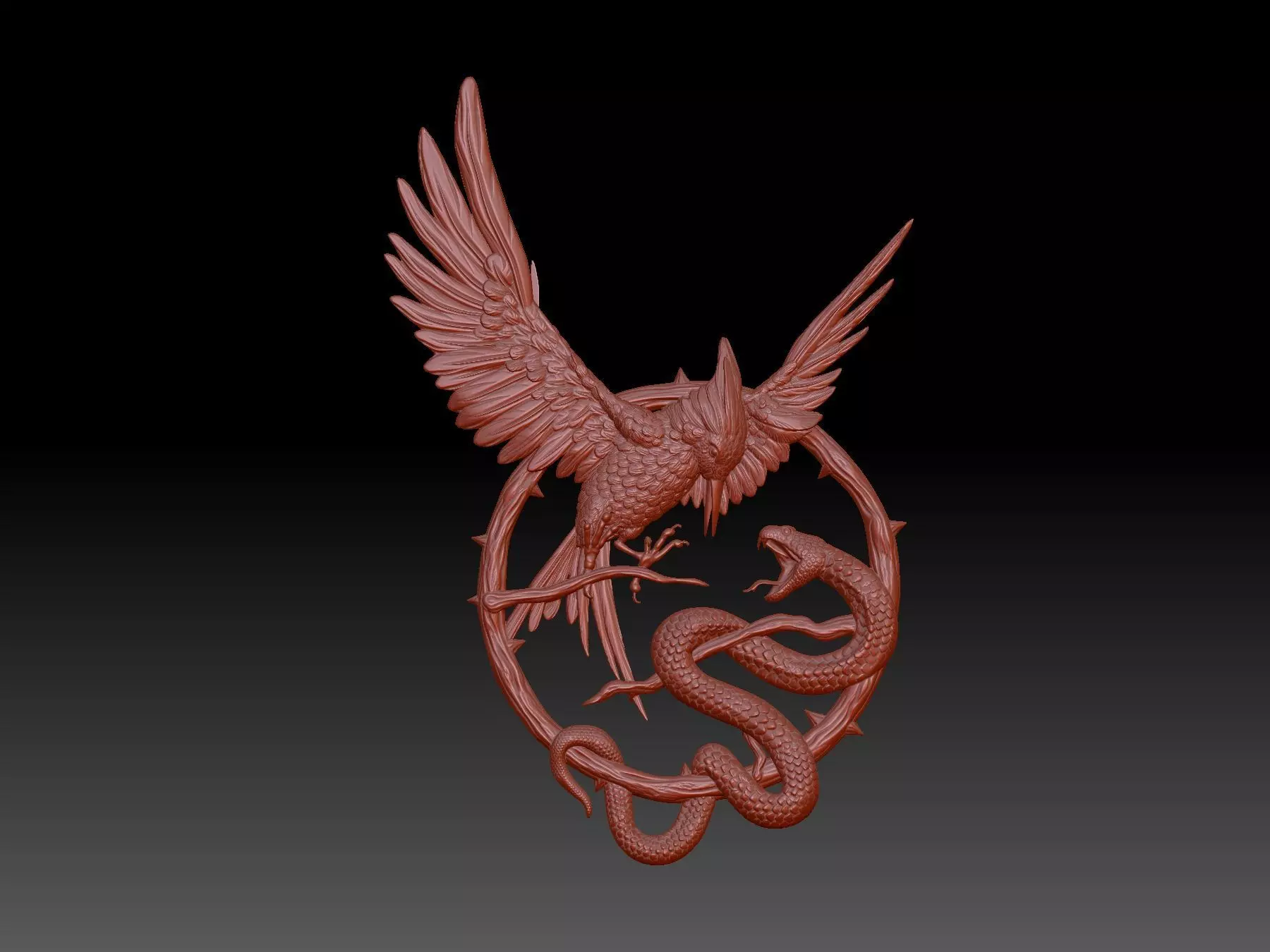 Birt  And Snake 3D print model_0