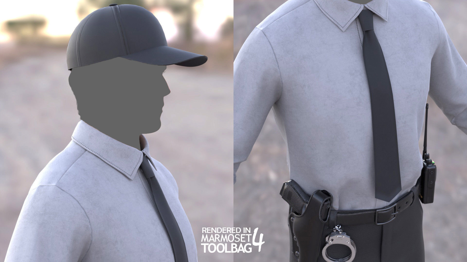 Male FBI Outfit Low-poly 3D model_7