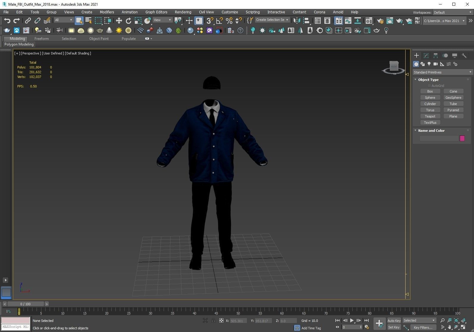 Male FBI Outfit Low-poly 3D model_5