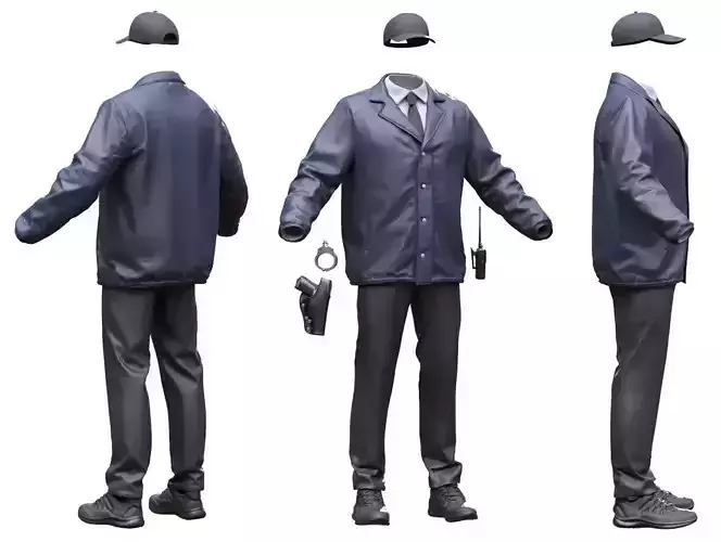 Male FBI Outfit Low-poly 3D model