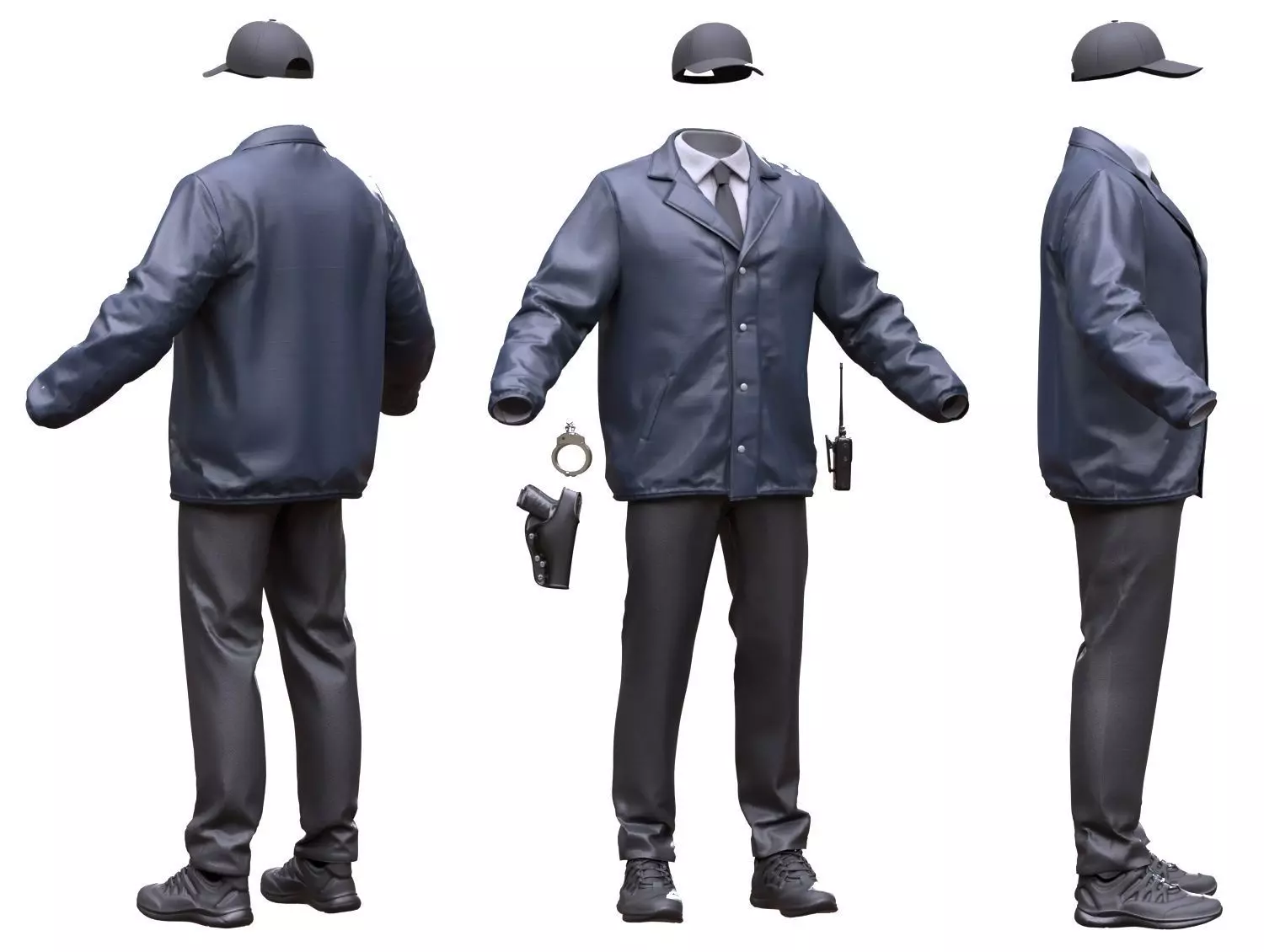 Male FBI Outfit Low-poly 3D model_0