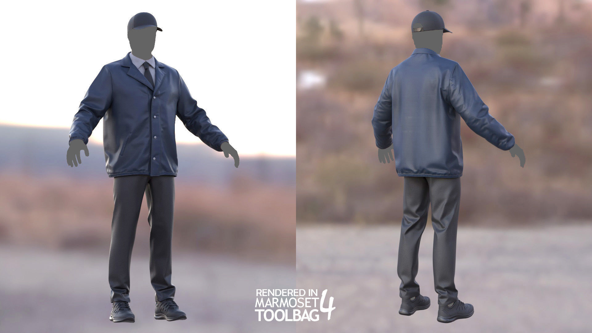 Male FBI Outfit Low-poly 3D model_2