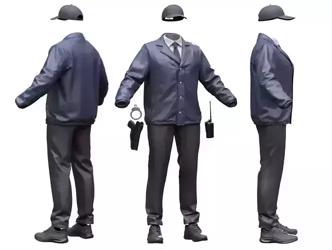 Female FBI Outfit Low-poly 3D model