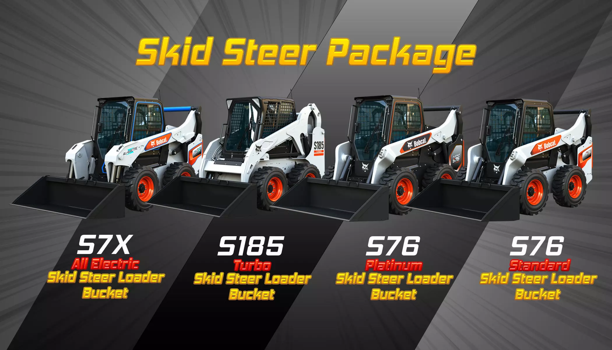 Skid Steers Package  - 4 items 3D Model Collection_0