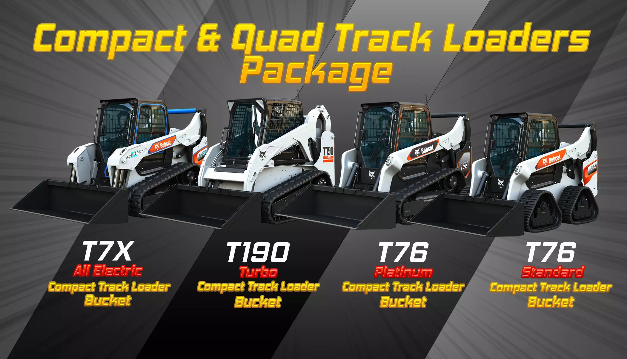 Compact and Quad Track Loaders Package - 4 Items 3D Model Collection_0
