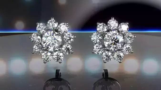 CG2023 - 01 - Flower halo earing diamond