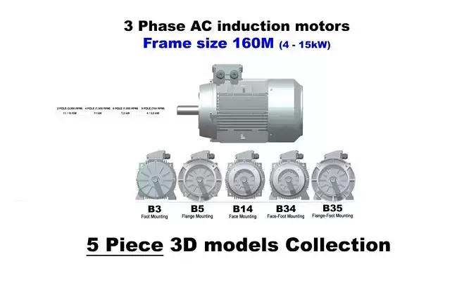 3 Phase AC induction motors - Frame size 160M 3D model
