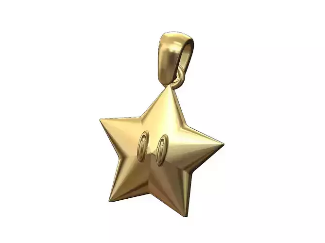 Supermario star pendant with bail