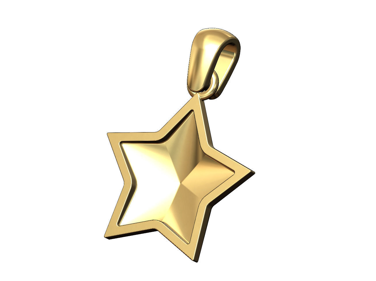 Supermario star pendant with bail 3D print model_4