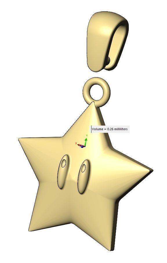 Supermario star pendant with bail 3D print model_11