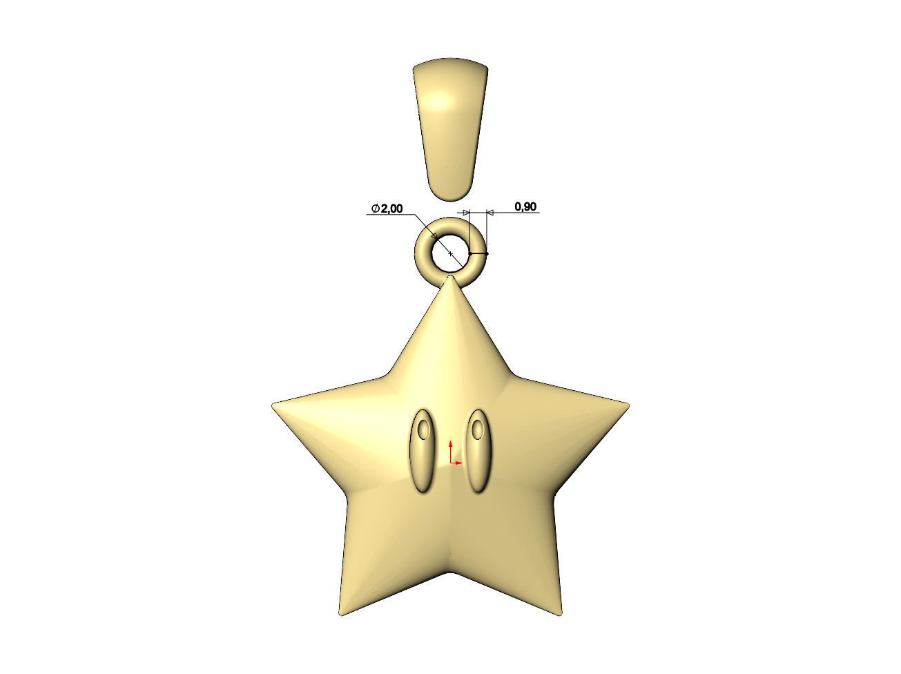 Supermario star pendant with bail 3D print model_7