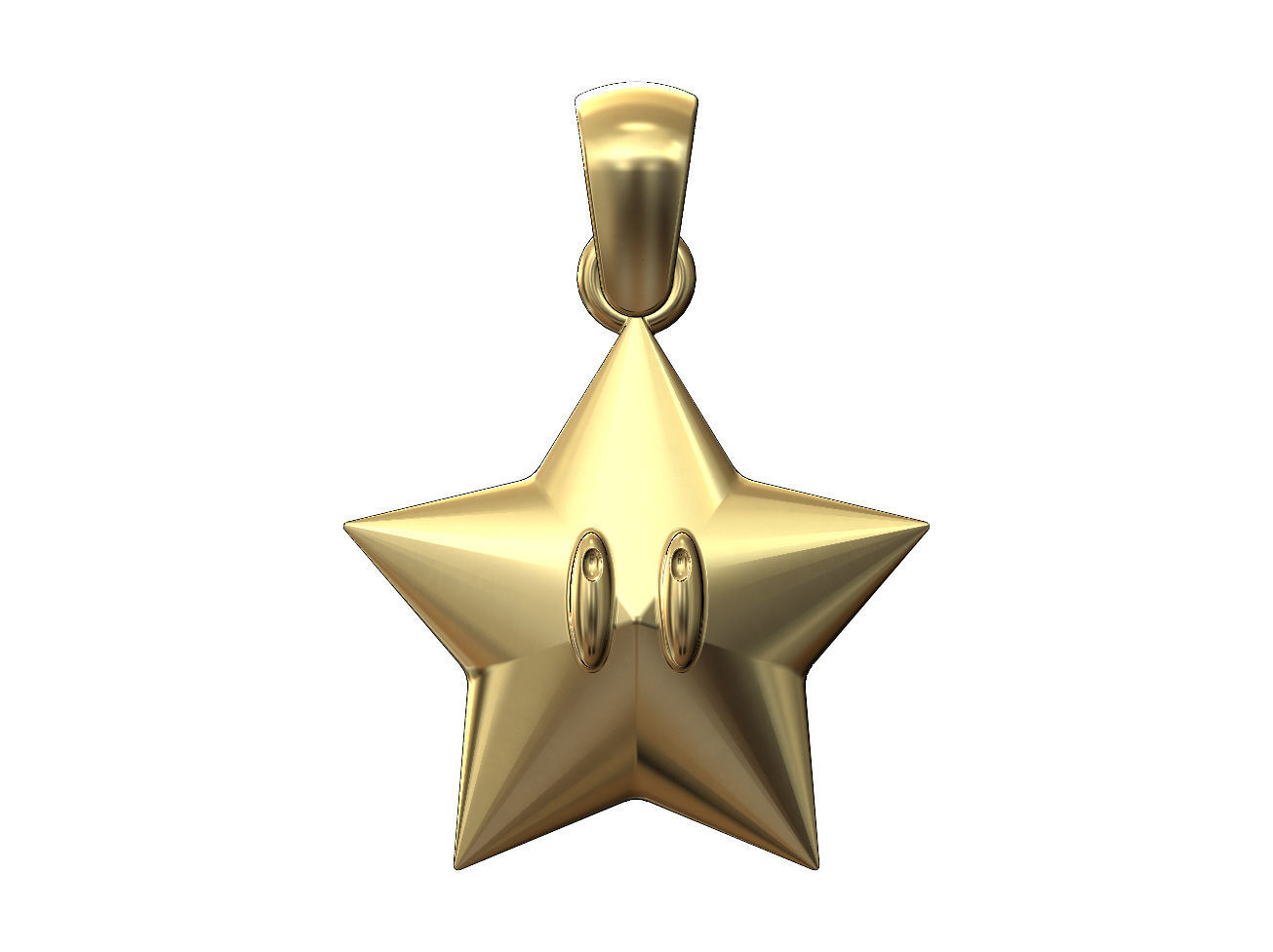 Supermario star pendant with bail 3D print model_1