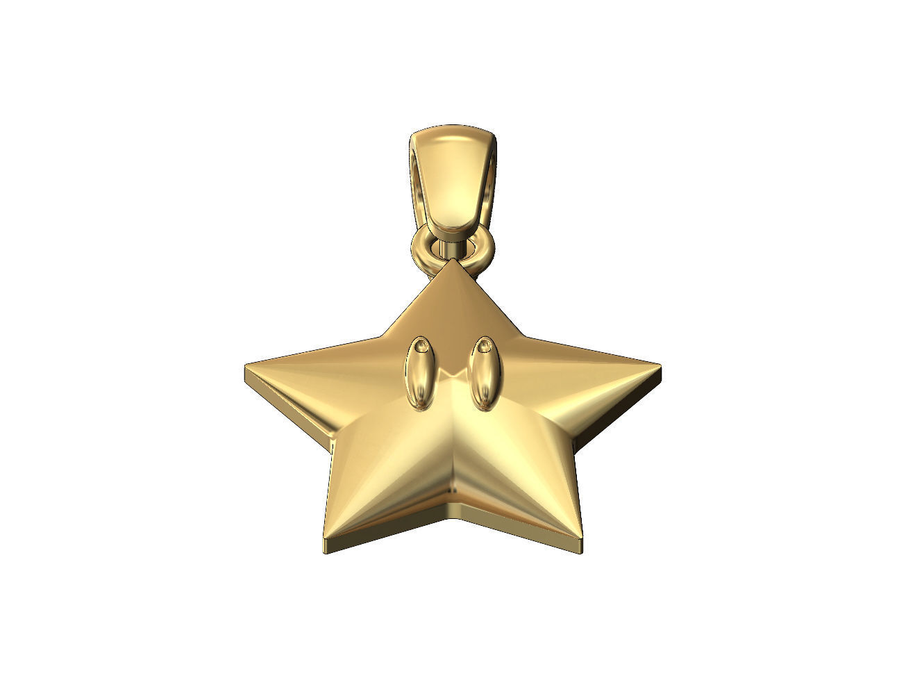 Supermario star pendant with bail 3D print model_3