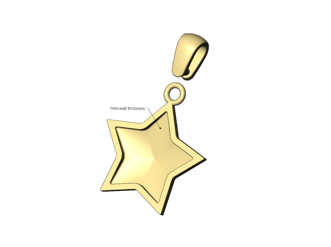 Supermario star pendant with bail 3D print model_10