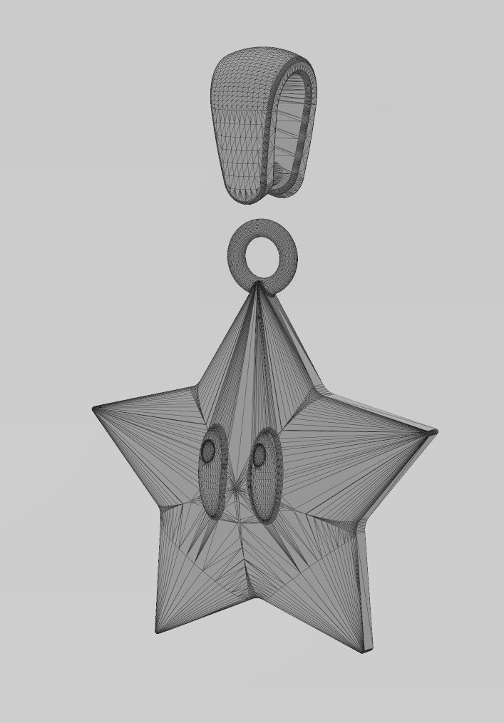 Supermario star pendant with bail 3D print model_12