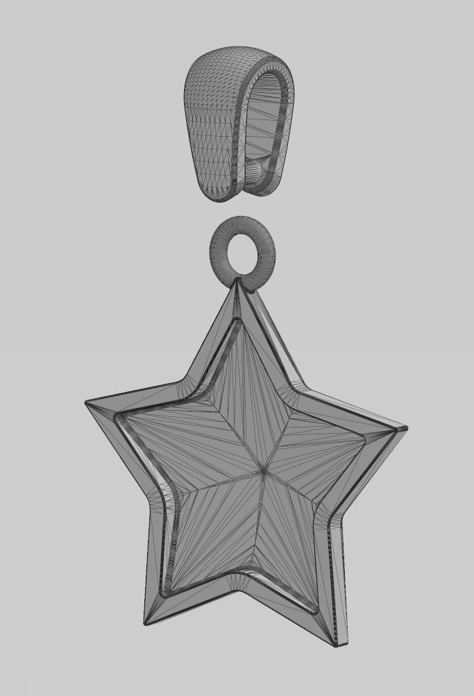 Supermario star pendant with bail 3D print model_13