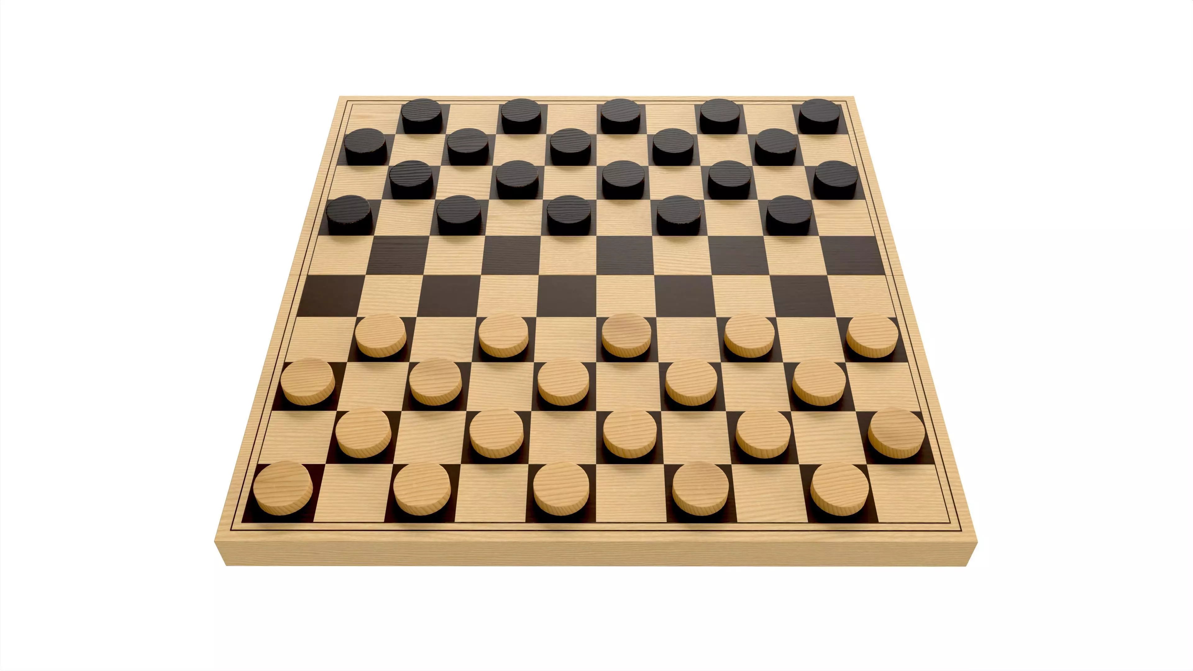 Checkers Draughts Board Table Strategy Game 3D model_0