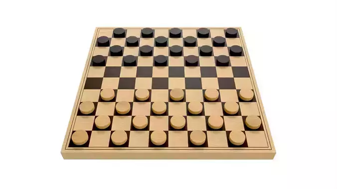Checkers Draughts Board Table Strategy Game 3D model