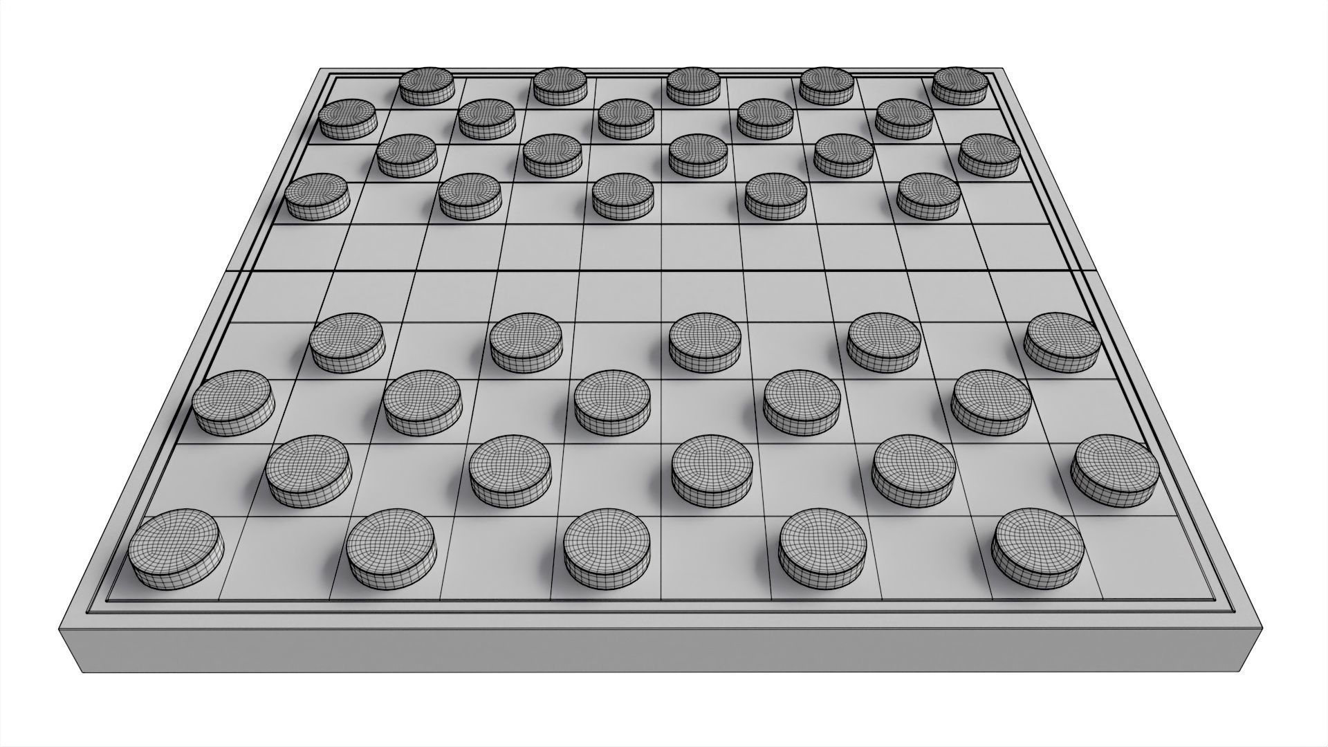 Checkers Draughts Board Table Strategy Game 3D model_6