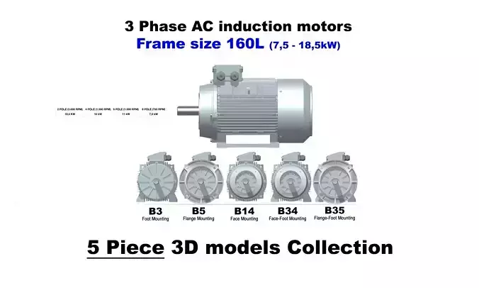 3 Phase AC induction motors - Frame size 160L 3D model