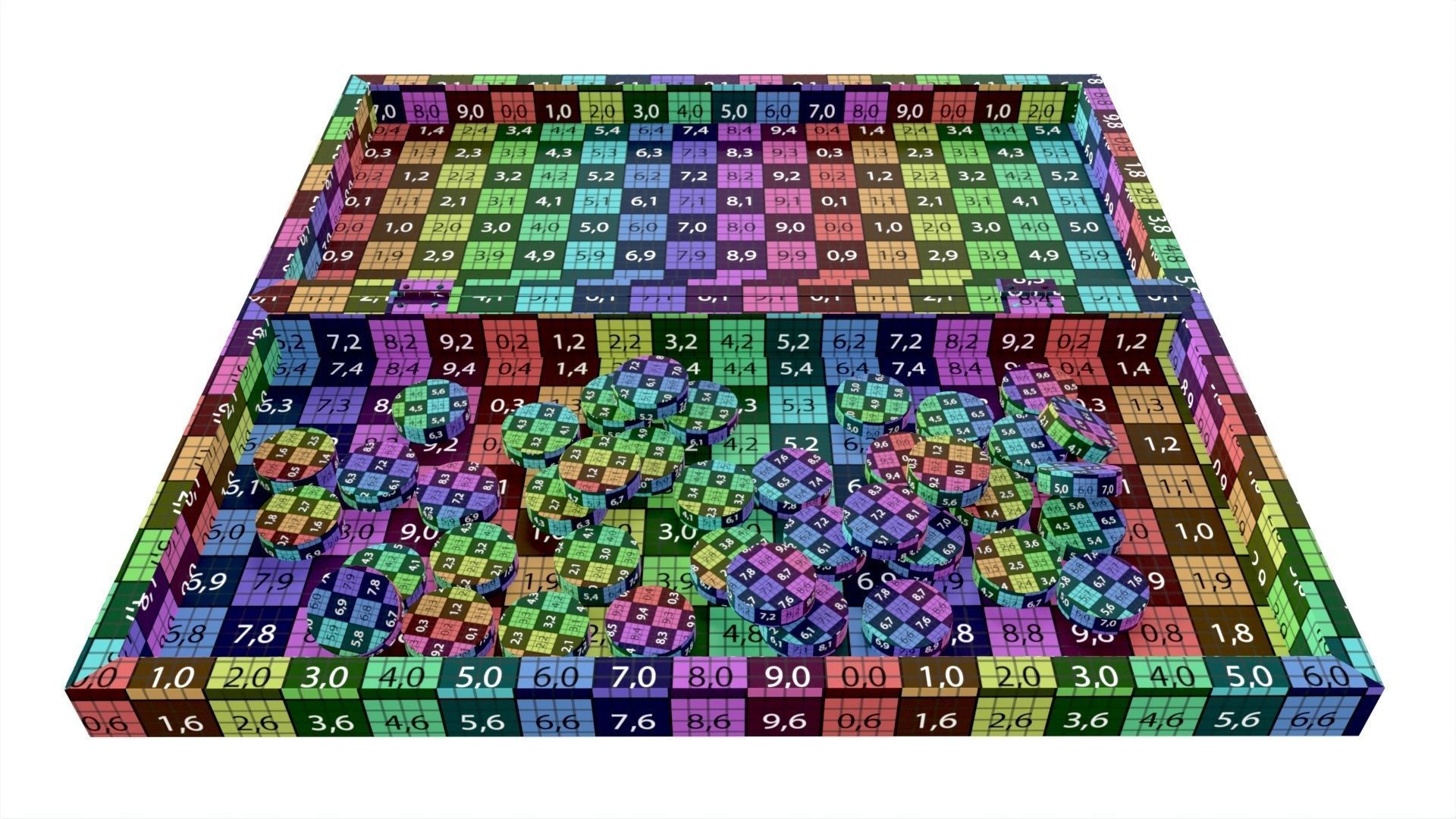 Checkers Draughts Board Table Strategy Game inside 3D model_8