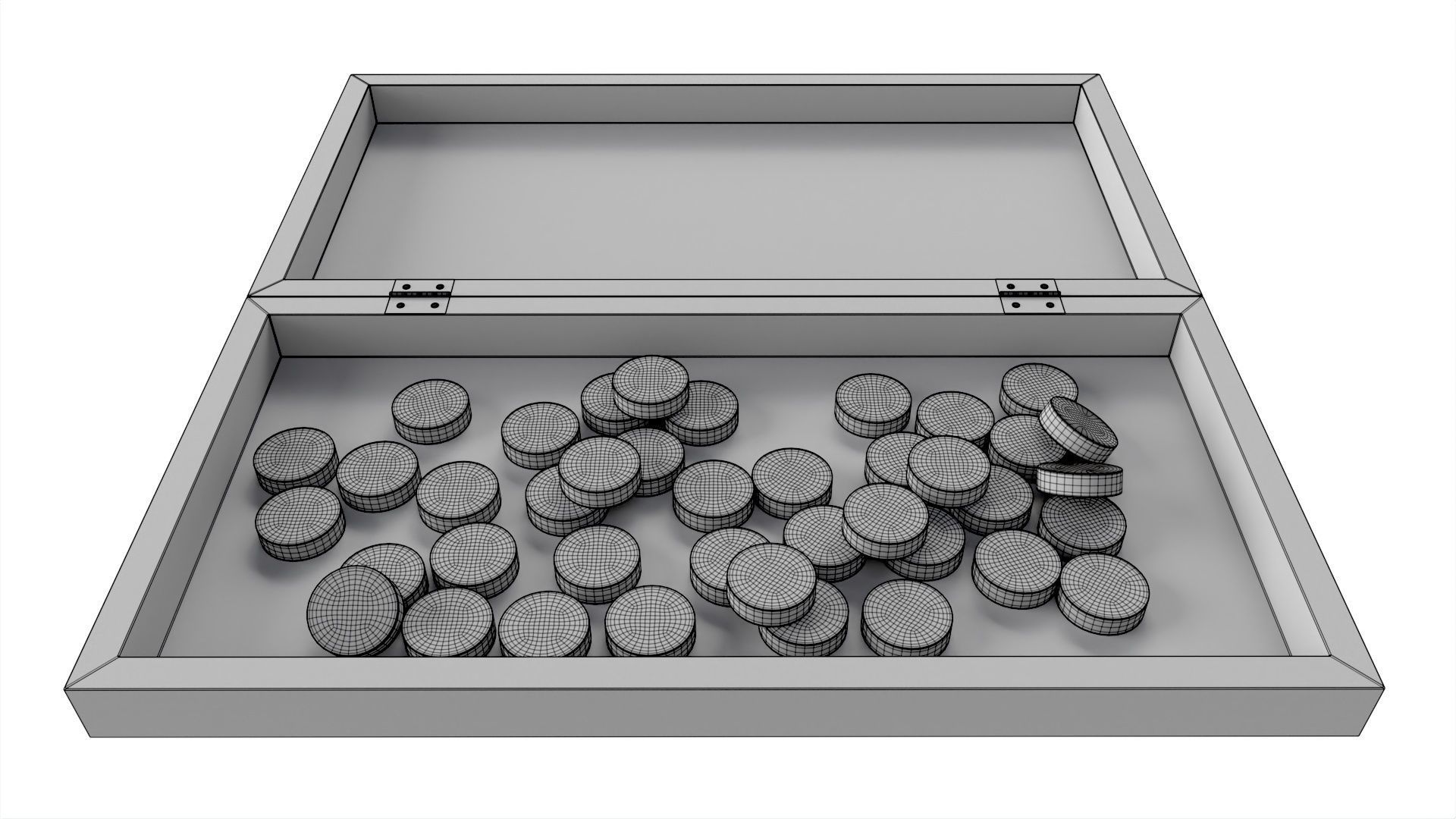 Checkers Draughts Board Table Strategy Game inside 3D model_6