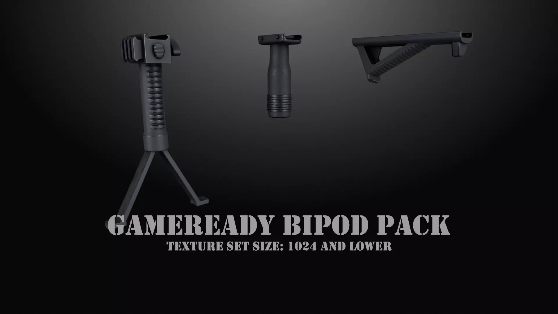 Gameready bipod pack Low-poly 3D model_0