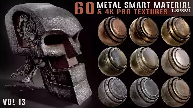 60 Metal Smart Materials and 4k PBR Textures - Vol 13 Texture
